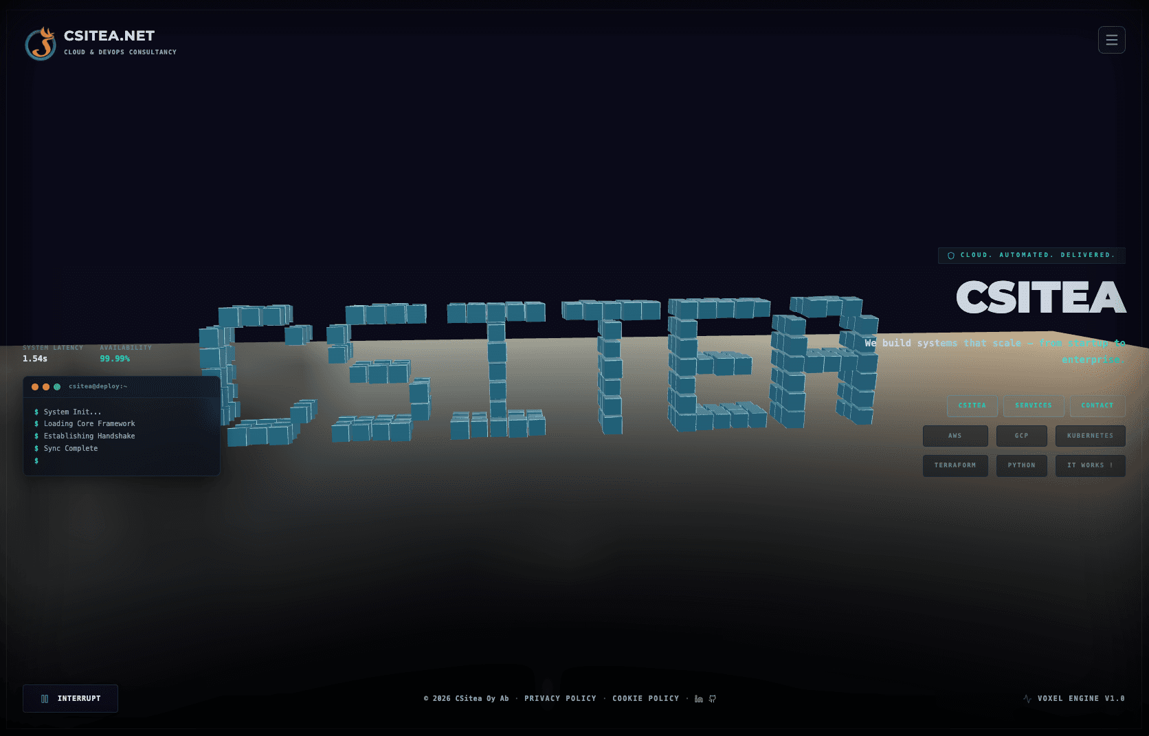 CSitea interactive cloud consultancy website